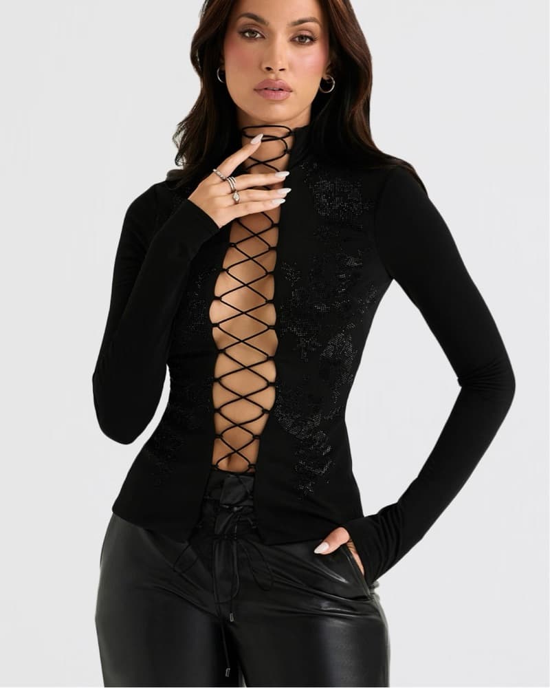 House Of Cb Lace up Top  - Image 3