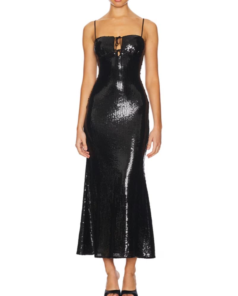 Revolve Black Sparkly Maxi Dress - Image 4