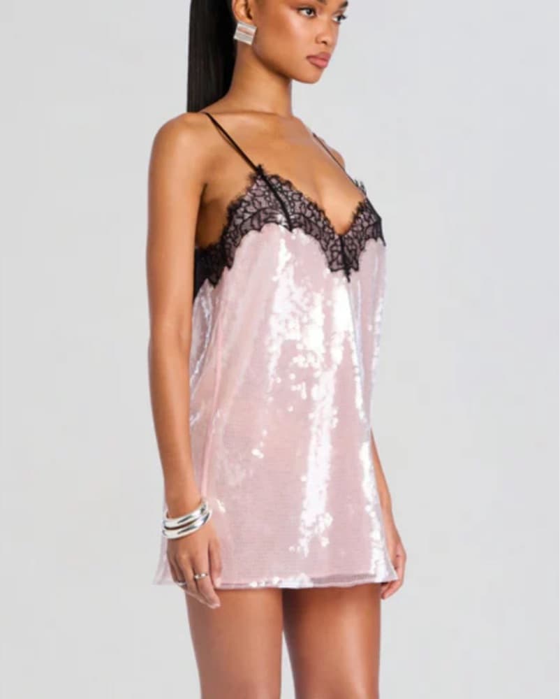 Sequined Lace Slip Dress - Image 4