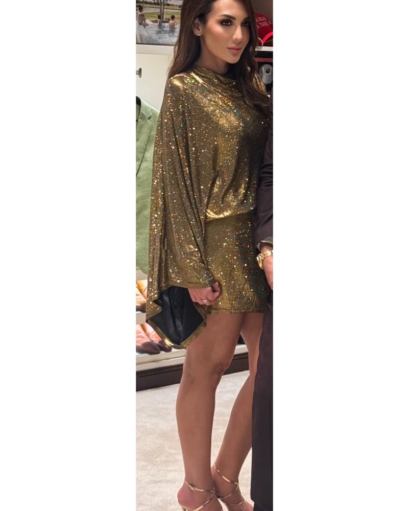 Sparkling Gold Sequin Mini Dress - Image 2