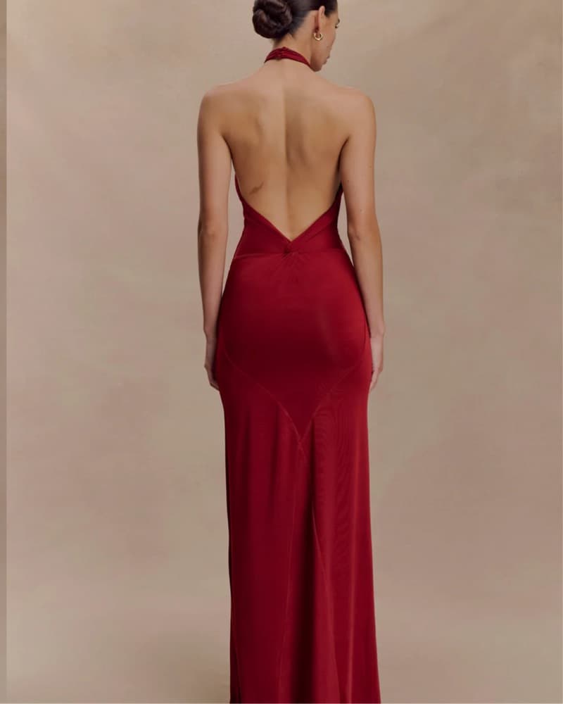Halter Neck Red Dress - Image 2