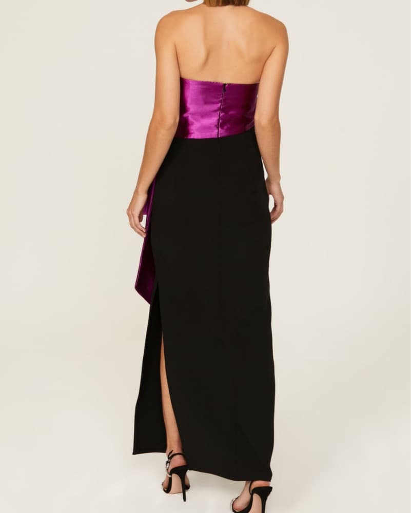 Shoshana Elegant Satin Gown with Bow - Image 3