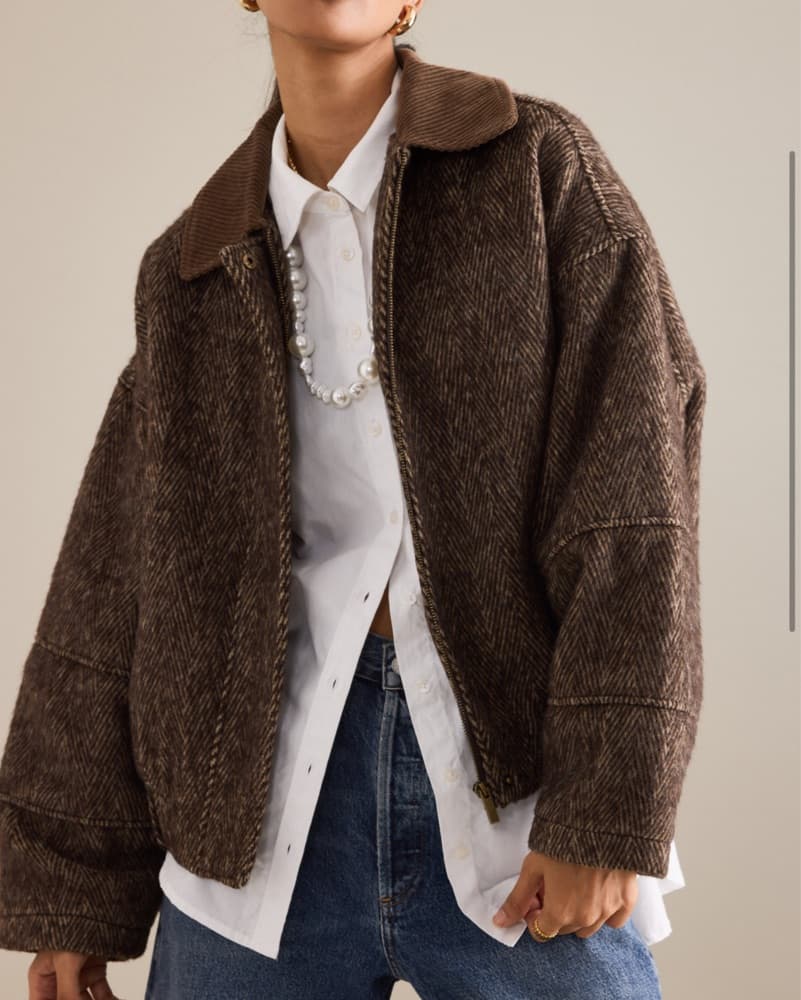 Herringbone bomber Jacket - Image 3