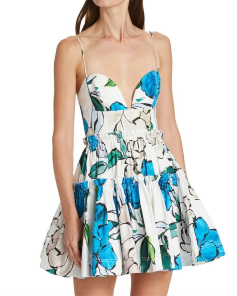 Aje Floral Blue Botanical Mini Dress - Image 1