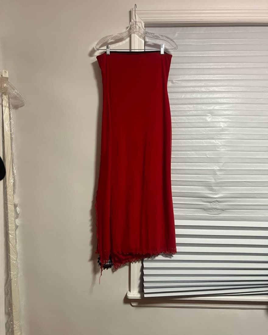 UO Samara Mesh Strapless Slit Dress - Image 3