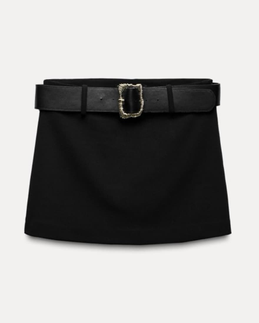 High-Waisted Belted Mini Skort   - Image 1