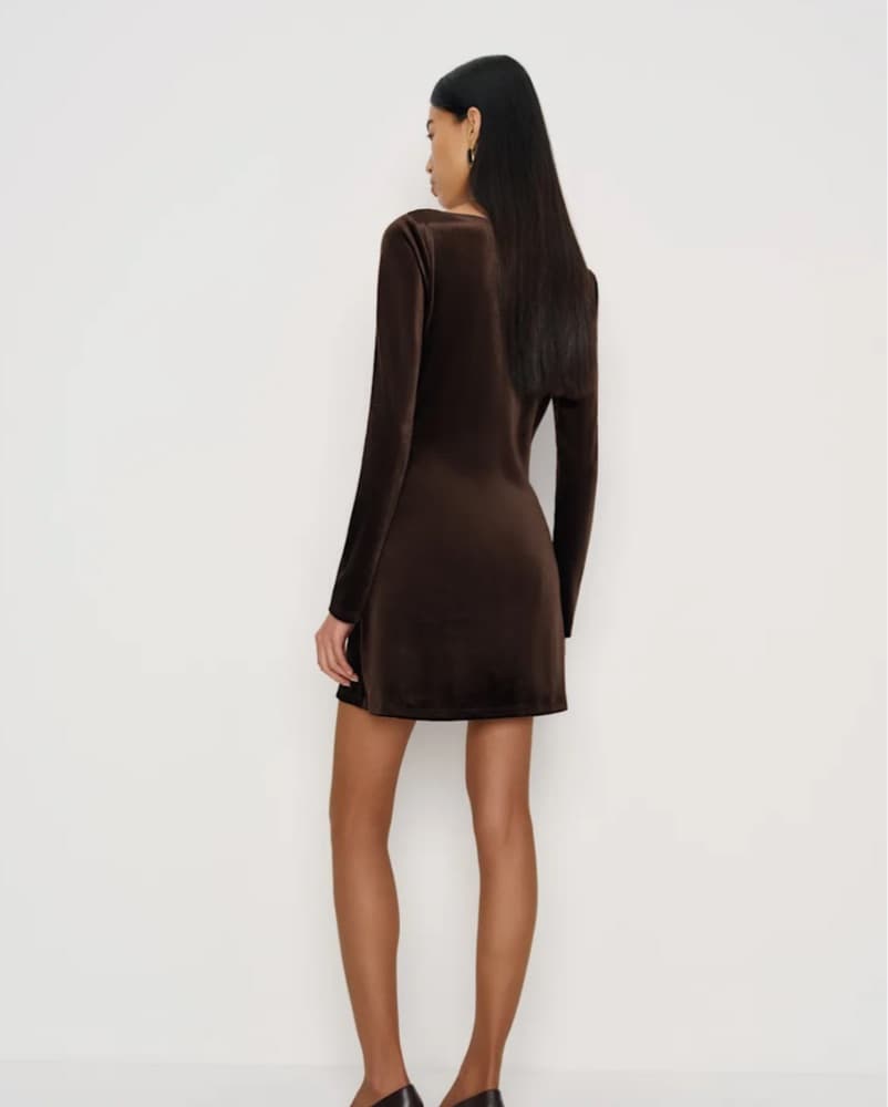 Jaelynn Knit Dress In Dark Brown Velvet - Image 3