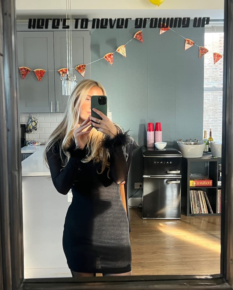 Handmade Black Feather Mini Dress - Image 1