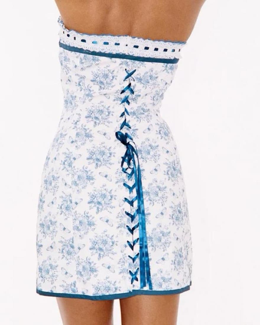 With Jean Blue And White Mini Dress - Image 2