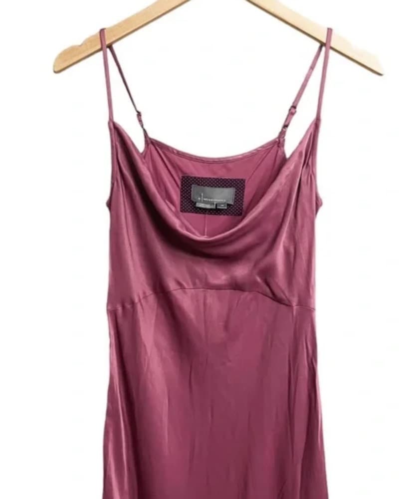 Plum Satin Slip Dress - Image 4