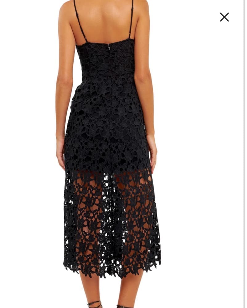 Elegant Black Lace Midi Dress - Image 2