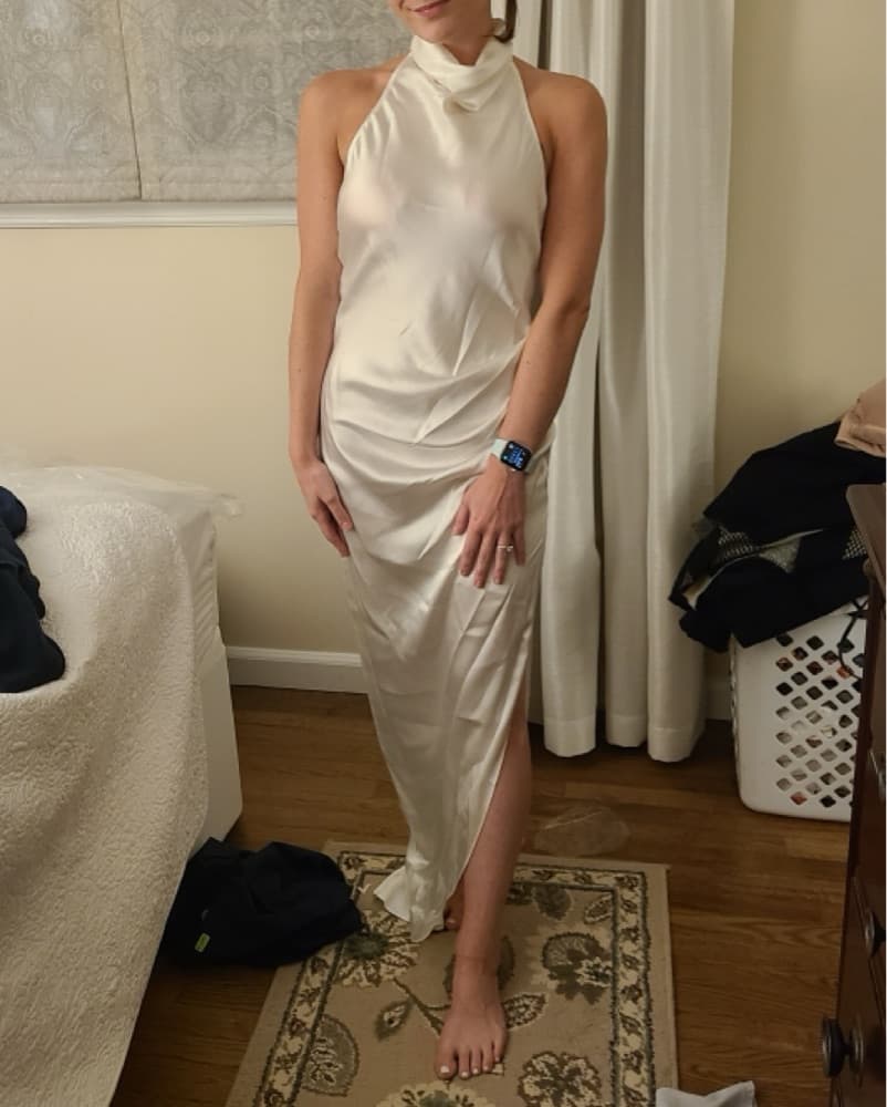 White satin Halter Dress - Image 3