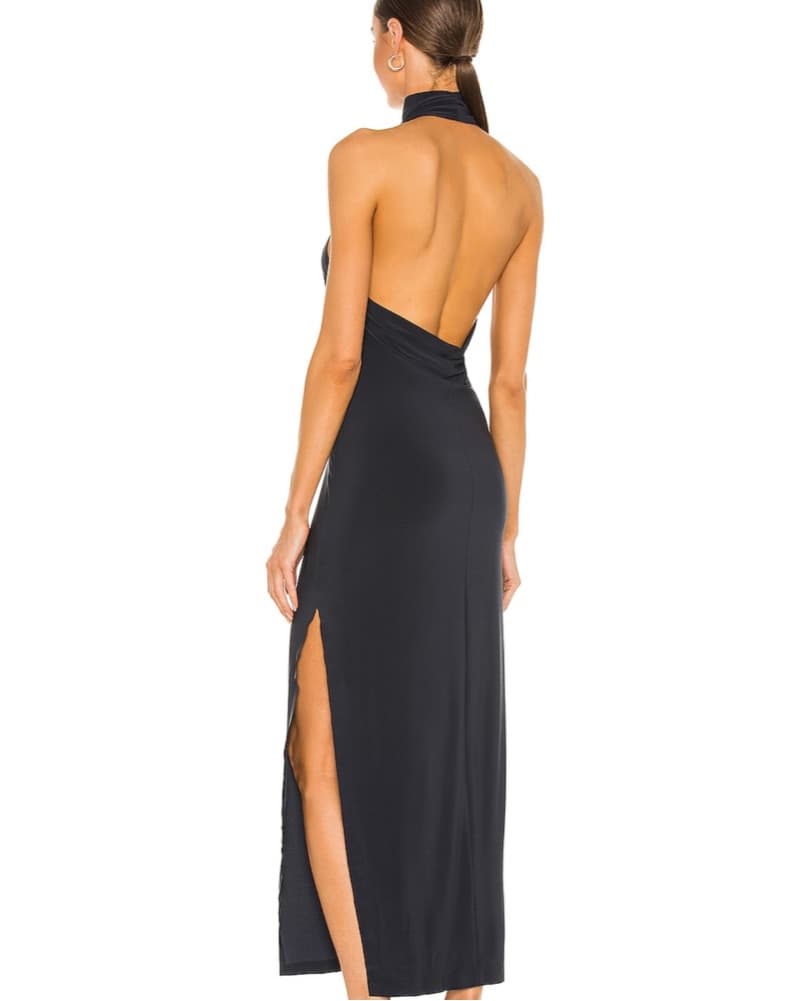 Halter Turtle Side Slit Gown in Black - Image 4