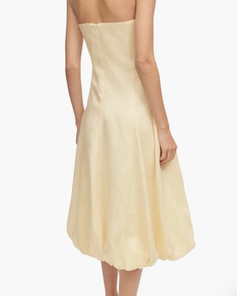 Yellow MANGO Strapless Bubble Hem Linen  - Image 3
