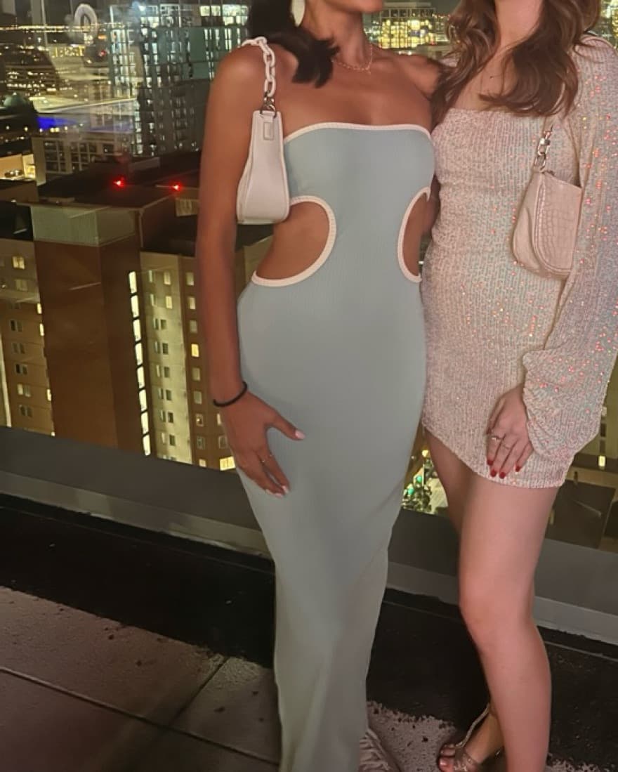 Ribbed Maxi Cutout Dress  - Image 1