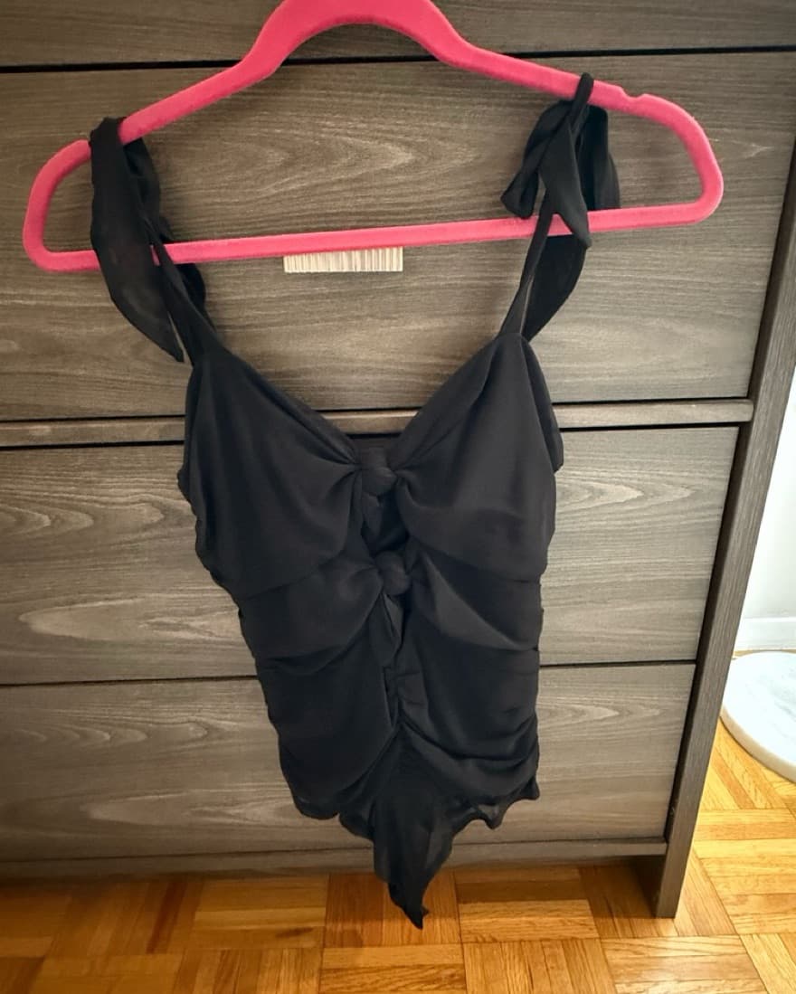 Tie Black Sheer Bodysuit  - Image 1