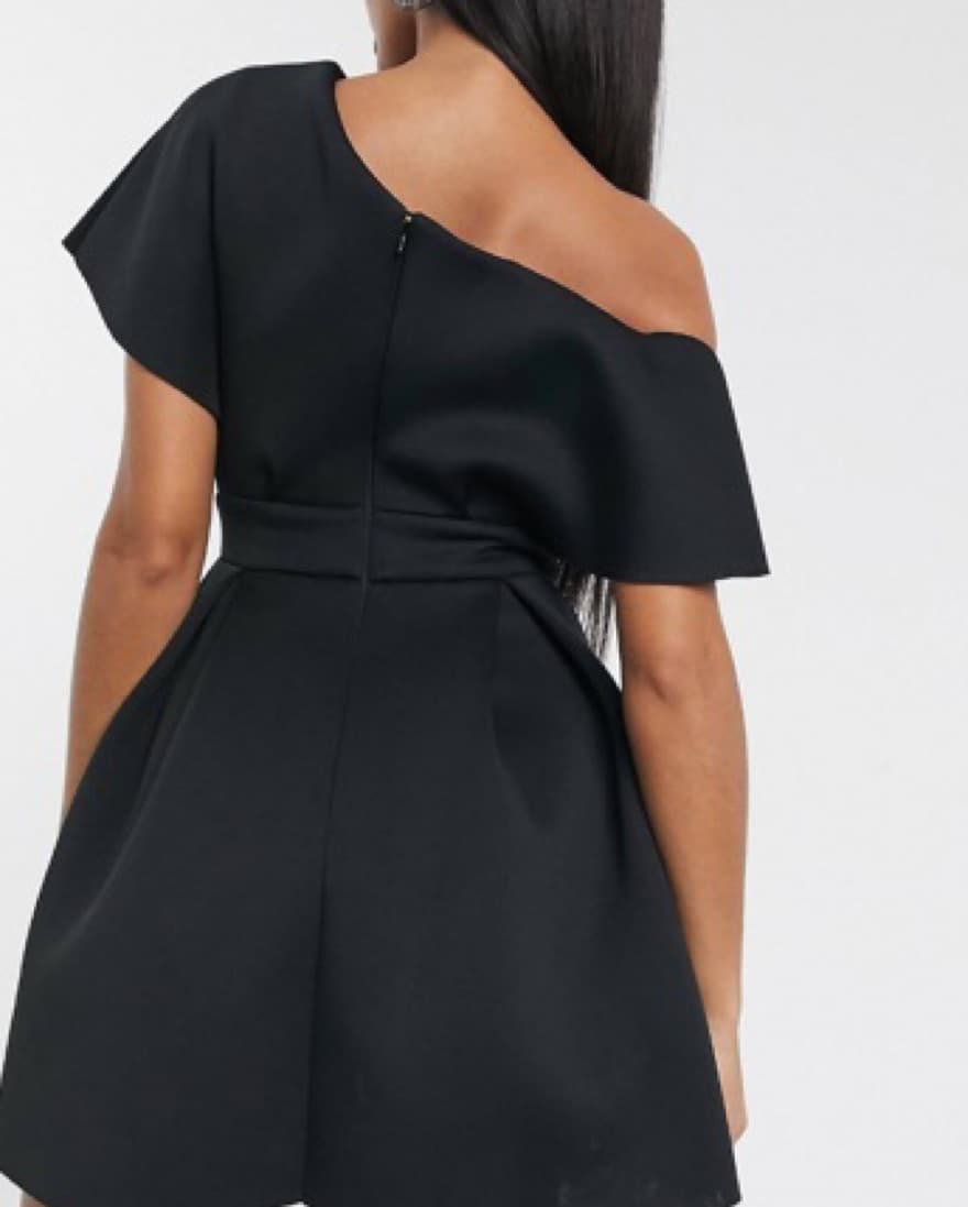 Black Fallen Shoulder Skater Mini Dress - Image 3
