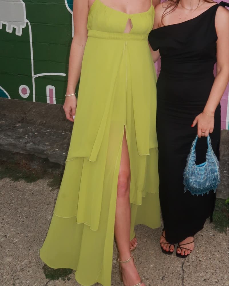 Vibrant Green Chiffon Maxi Dress - Image 2