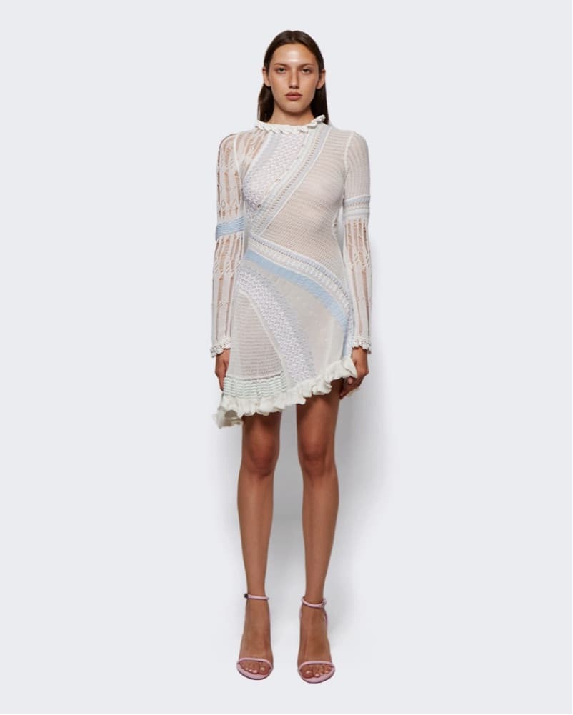 ROBERTA EINER  ALI SHEER MINI DRESS WHITE - Image 5