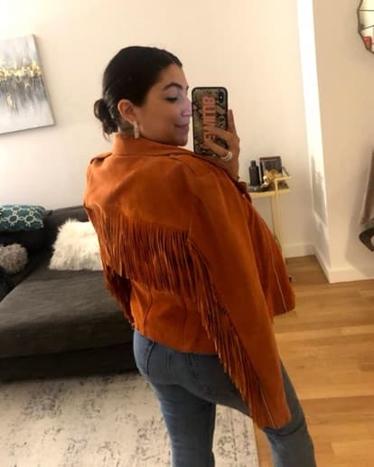 Suede, Orange Fringe VintageBiker Jacket - Image 1
