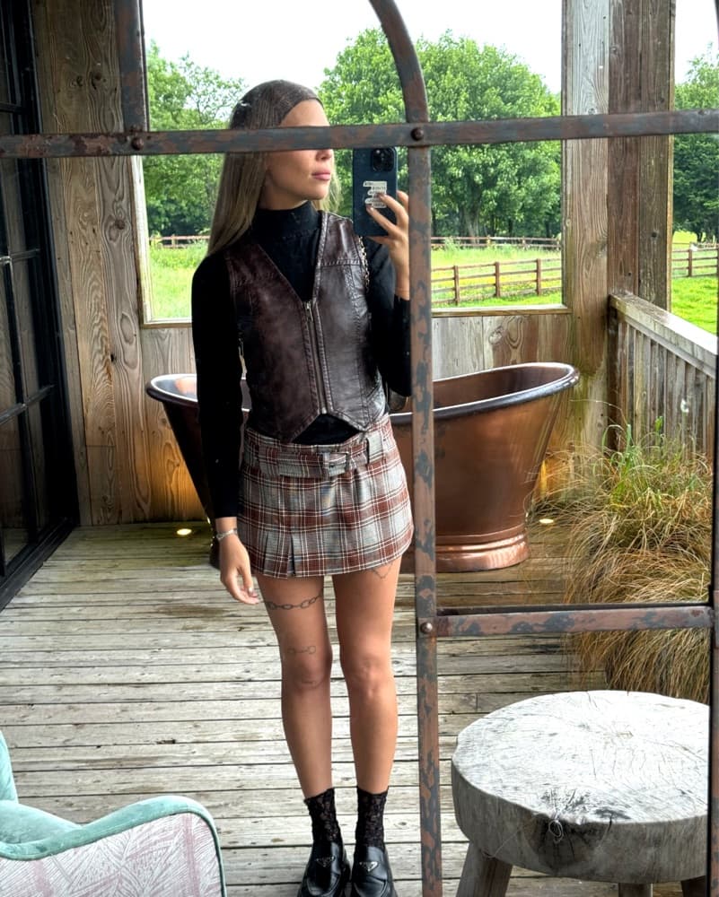 FP Sage Mini Skort (Rust Brown Plaid)  - Image 4