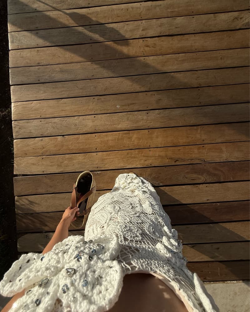 Kyra Crochet Gown In White  - Image 2