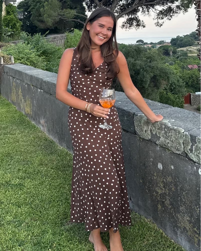 Polka Dot Midi Dress with Ruffle Hem - Image 3