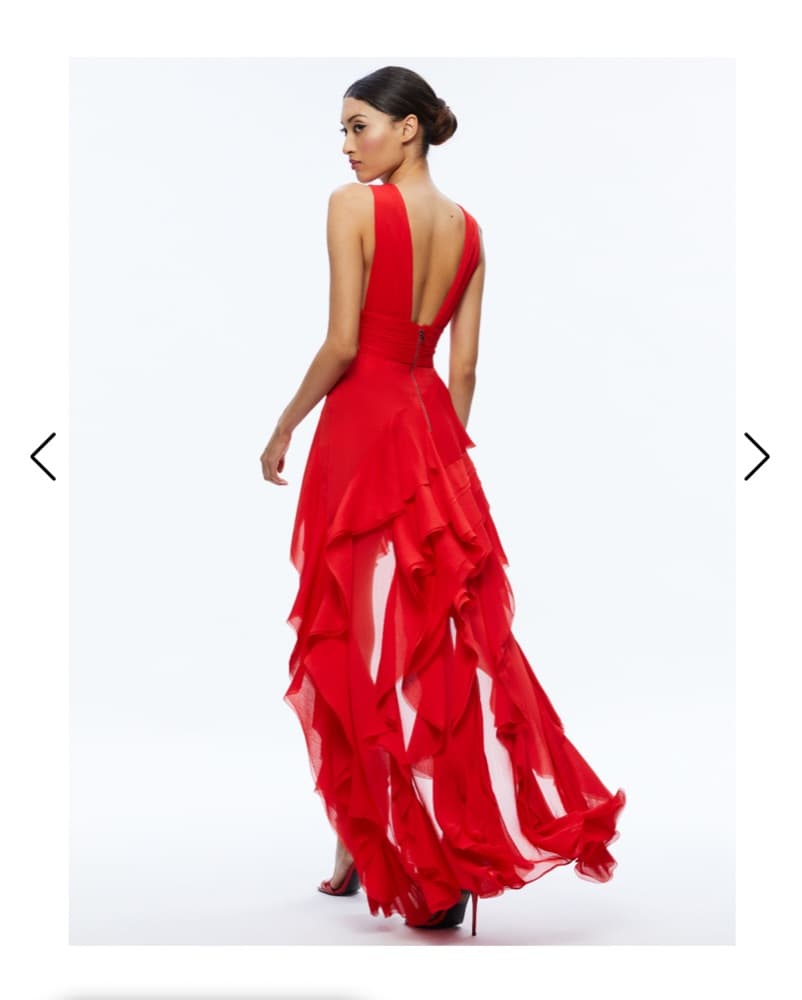 Alice + Olivia Red Ruffle Maxi Dress - Image 4