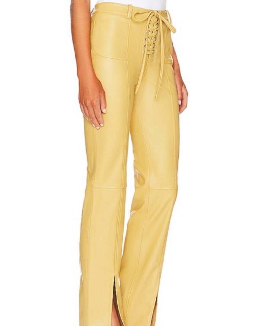 Song Of Style Yellow Leather Pants - Image 3