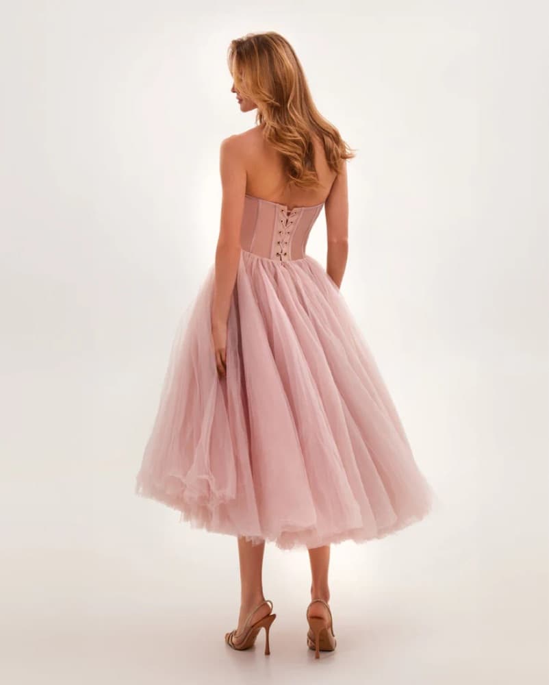 Elegant Blush Tulle Midi Dress-Milla NWT - Image 3