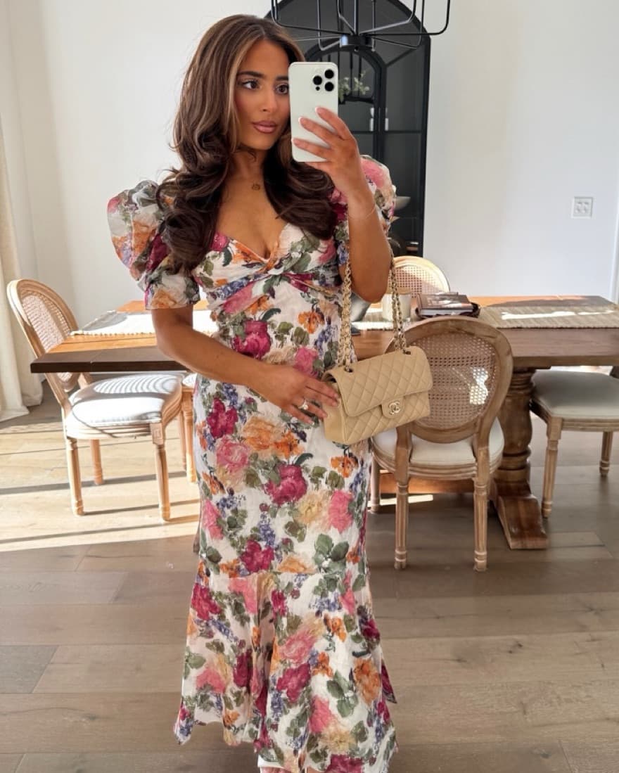 Eloise Puff Sleeve Foral Midi Dress - Image 3
