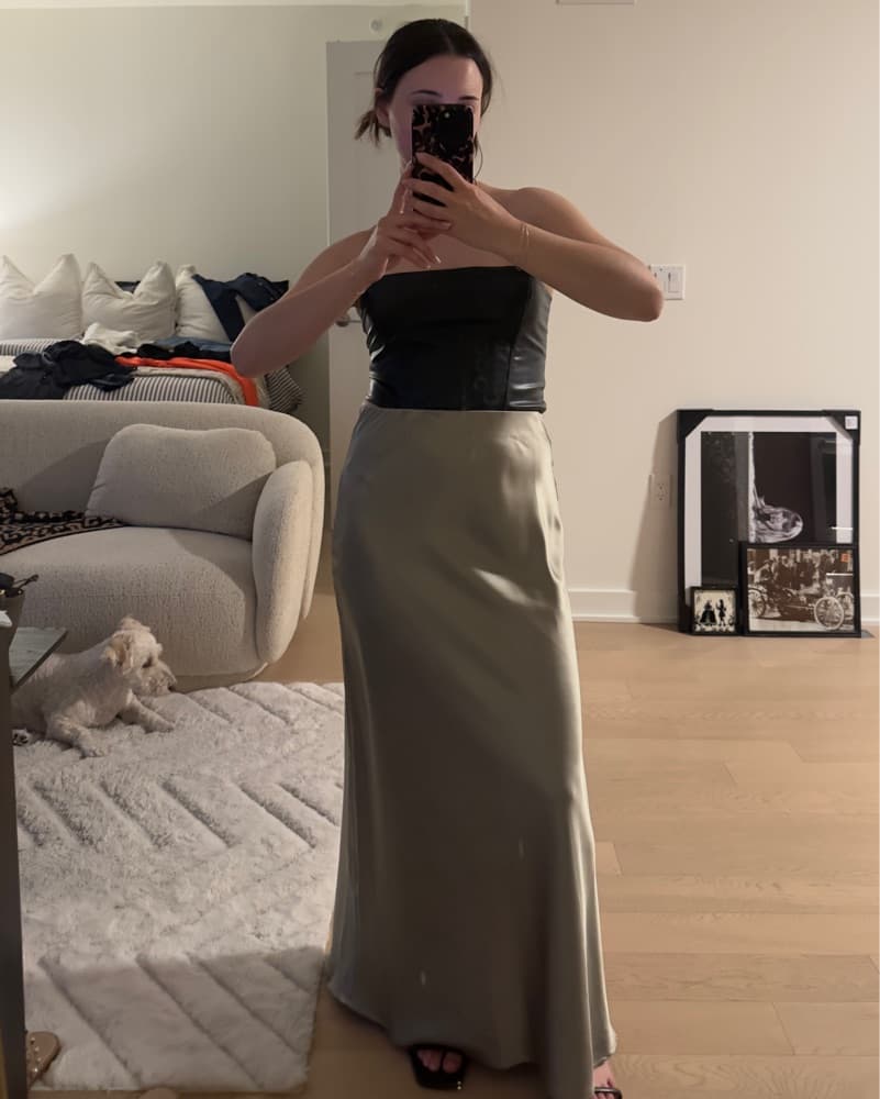 Sage Green Silk Maxi Skirt - Image 3