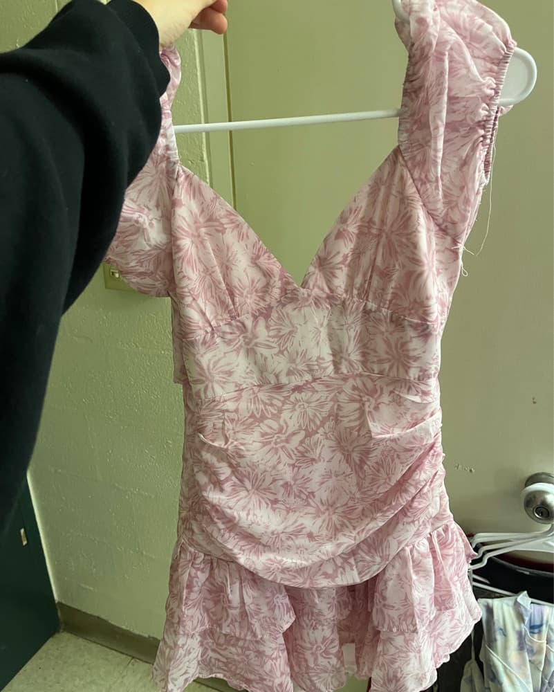 Hello Molly Pink Floral Ruffle Dress - Image 1