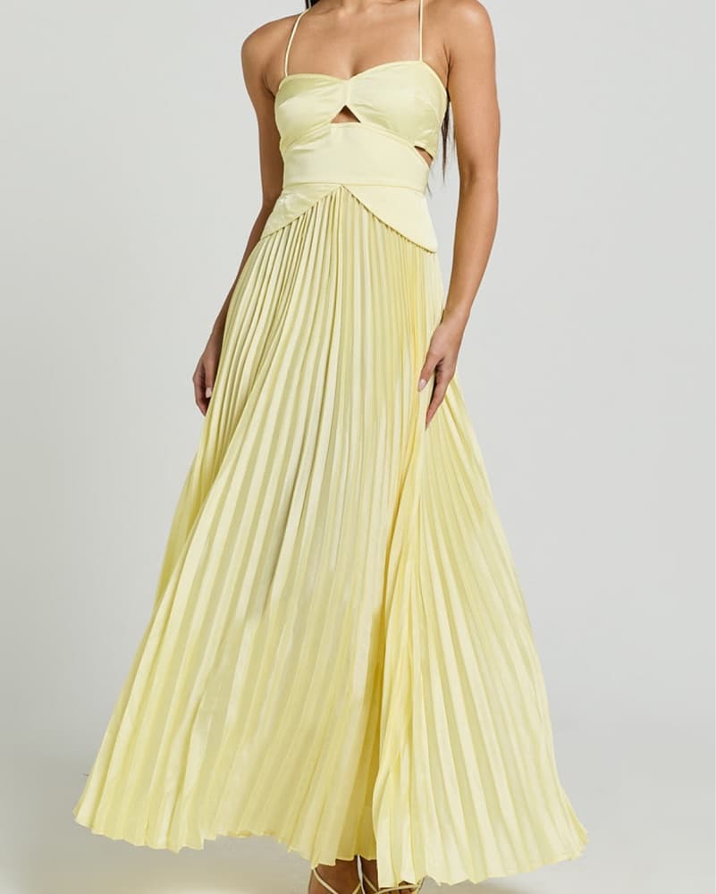 Butter Yellow Pleat Dress - Image 2