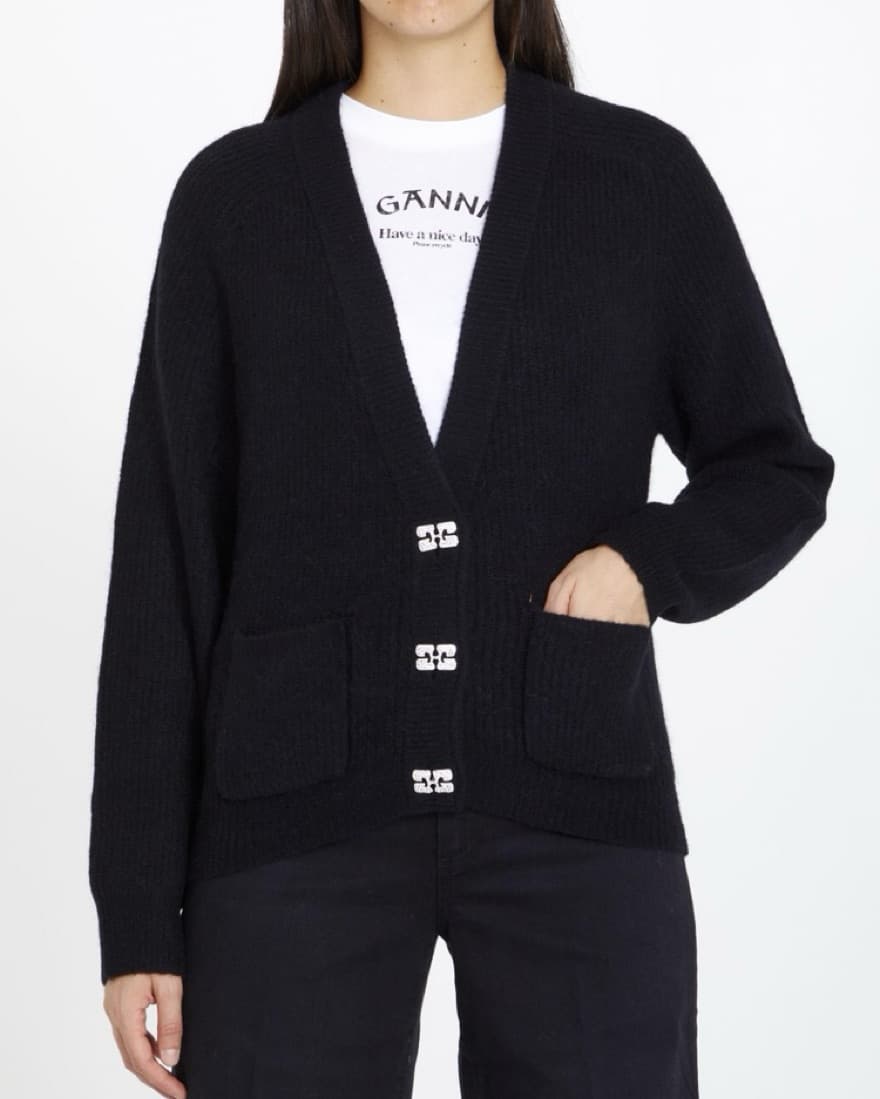 GANNI EMBELLISHED BLACK CARDIGAN - Image 2