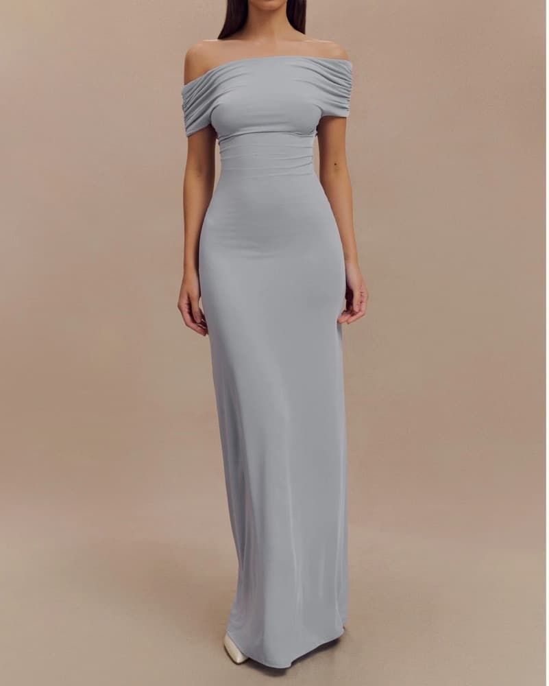 Imogen Off Shoulder Slinky Maxi Dress - Image 1