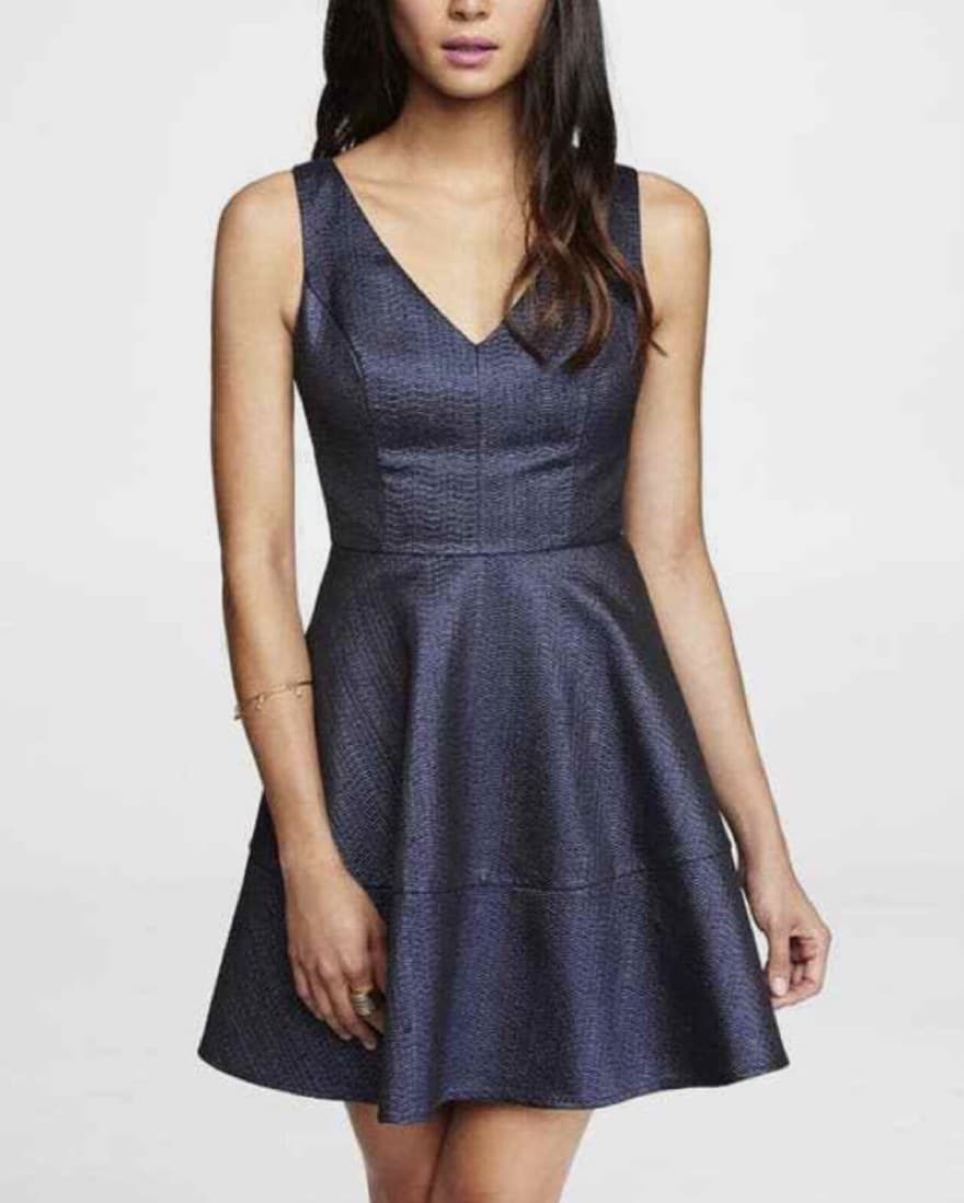 Blue Metallic Jacquard Racerback Dress - Image 1