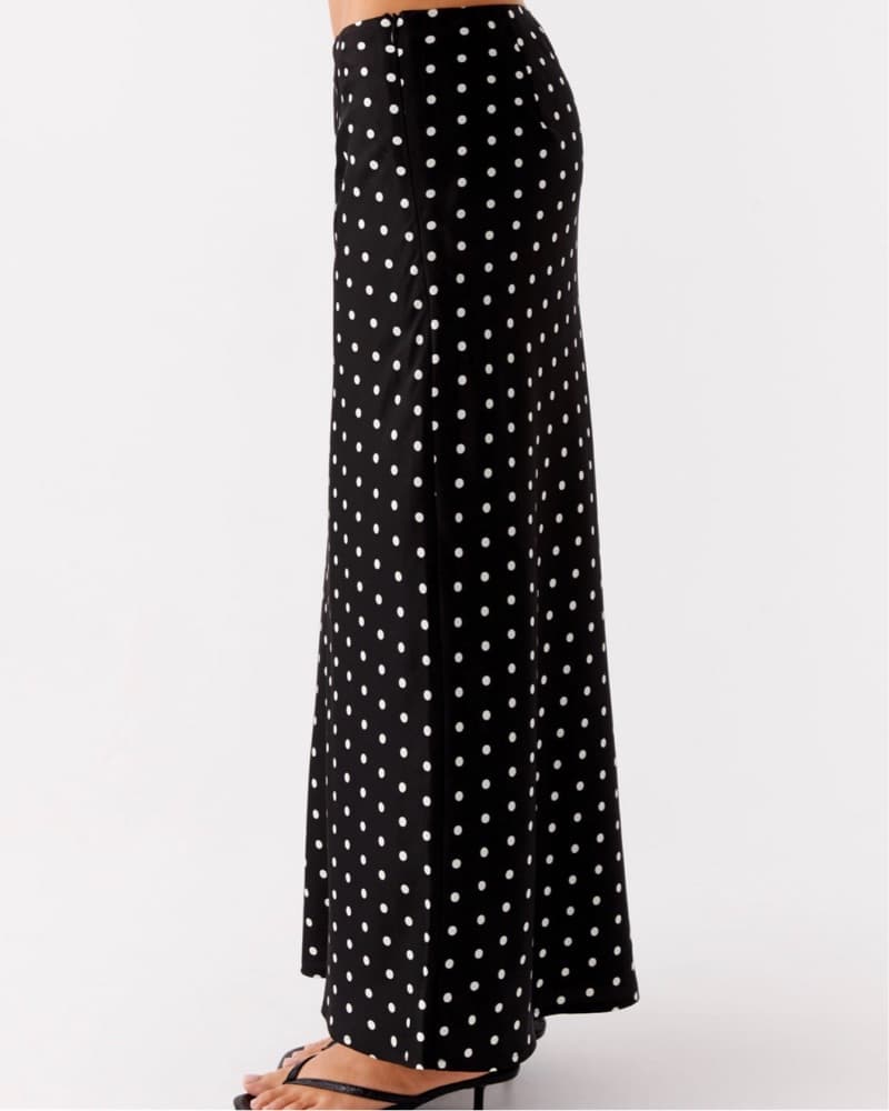 Polka Dot Satin Slip Maxi Skirt - Image 3