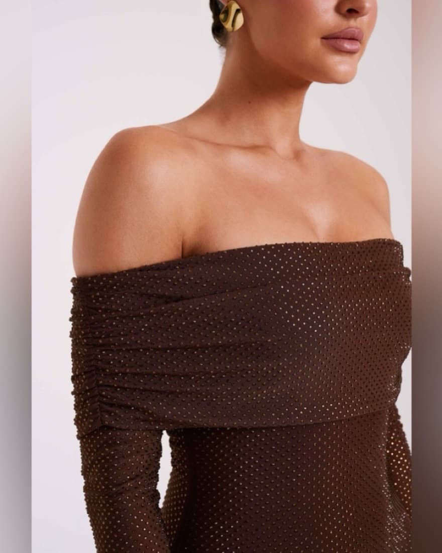 Marcel Off Shoulder Diamante Maxi Dress  - Image 4