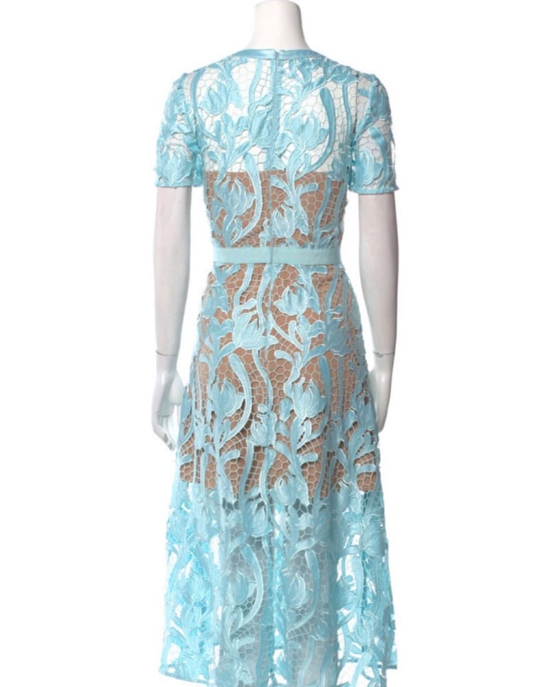 Sky Blue Lace Midi Dress - Image 3