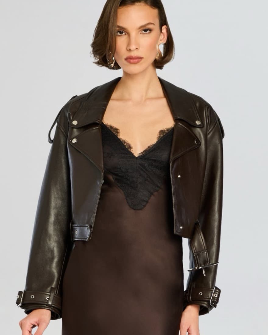 $800 Retrofete Brown Leather Jacket  - Image 1