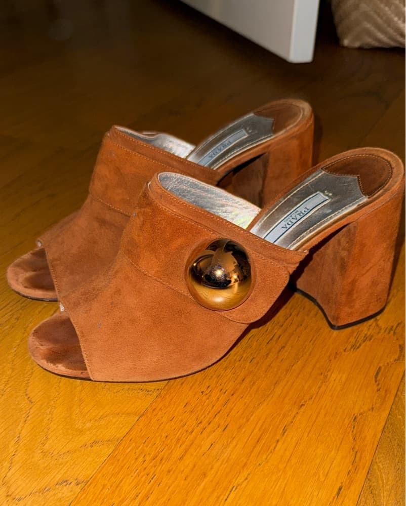 Prada Suede Mules - Image 3