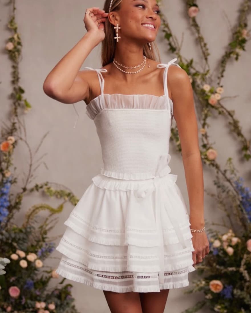 V. Chapman Freesia Ruched Ruffle Dress - Image 1