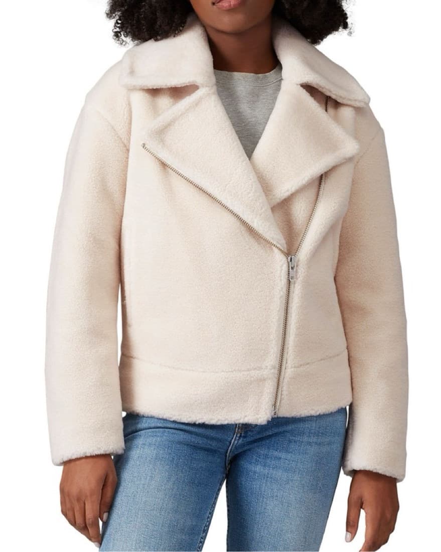 Sherpa Like Material Biker Jacket - Image 4