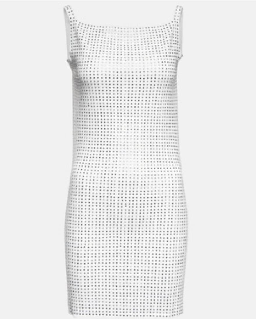 Aya Muse Backless White Rhinestone Dress - Image 3
