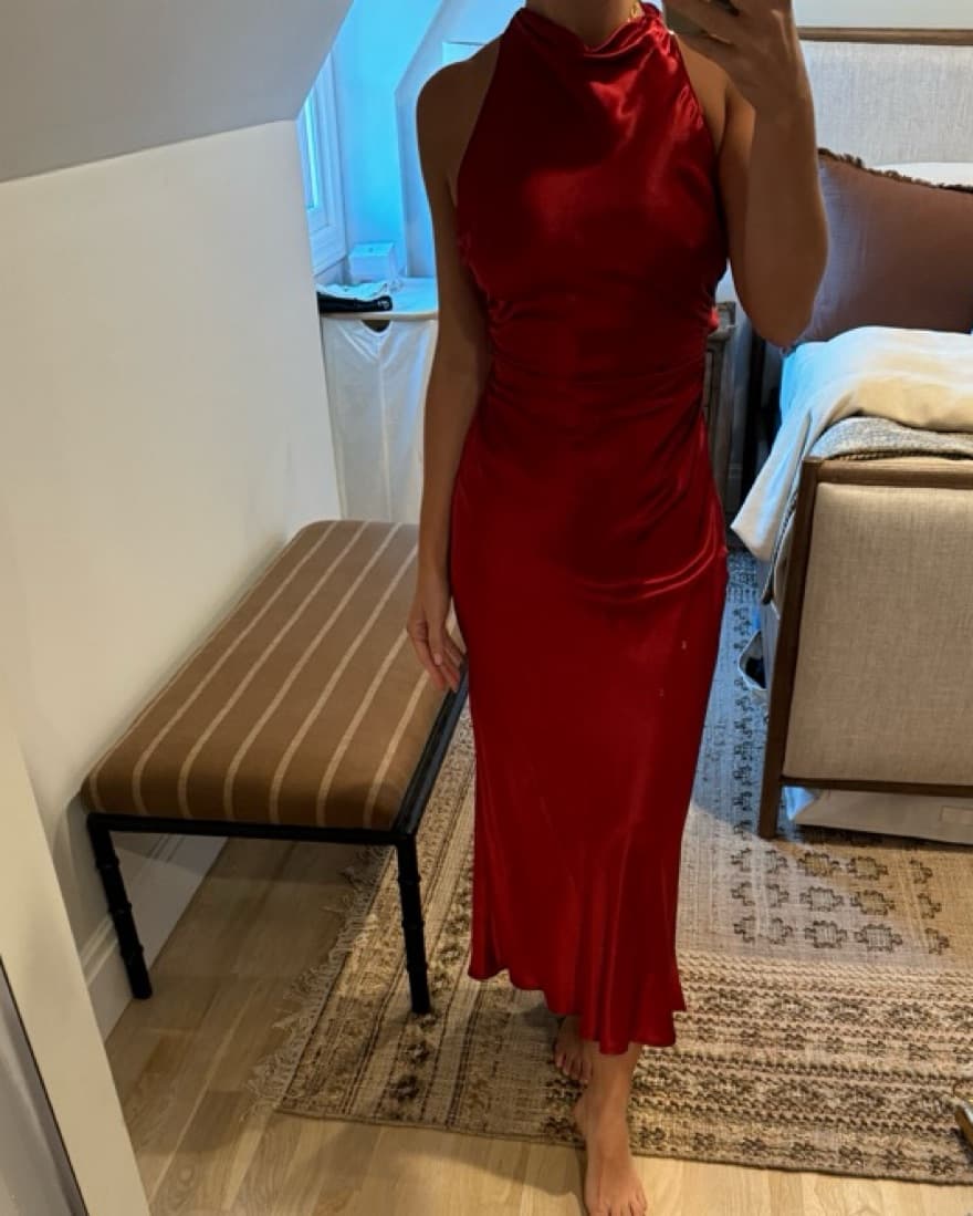 Reformation Red Silk Slip Dress - Image 1