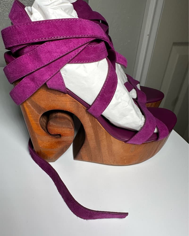 Dundas X Revolve Purple Suede Sandals - Image 1