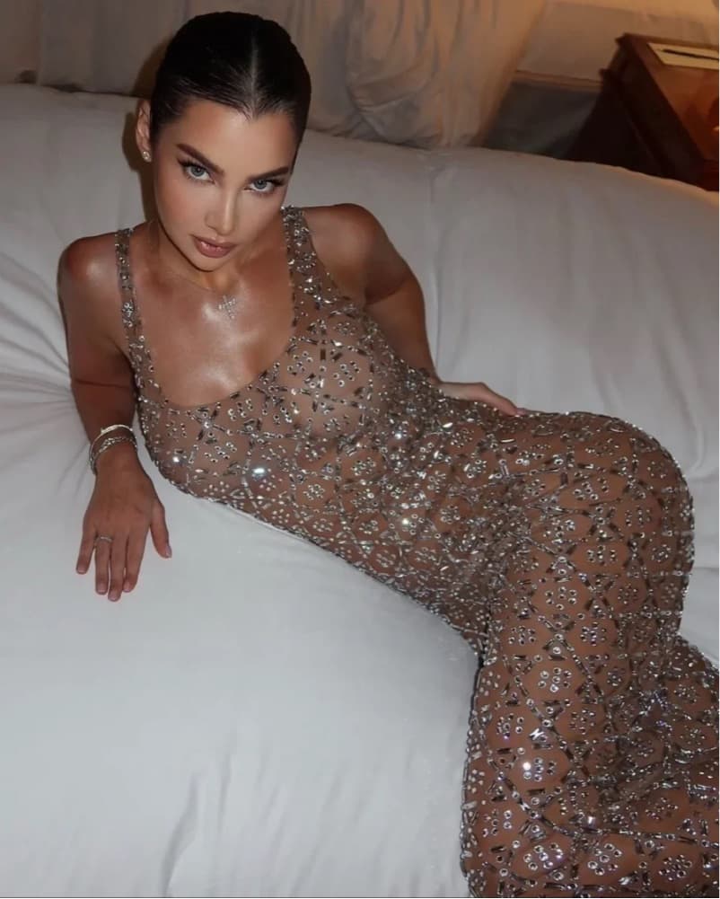 Anabella Crystal Mesh Handmade Maxi Dres - Image 2