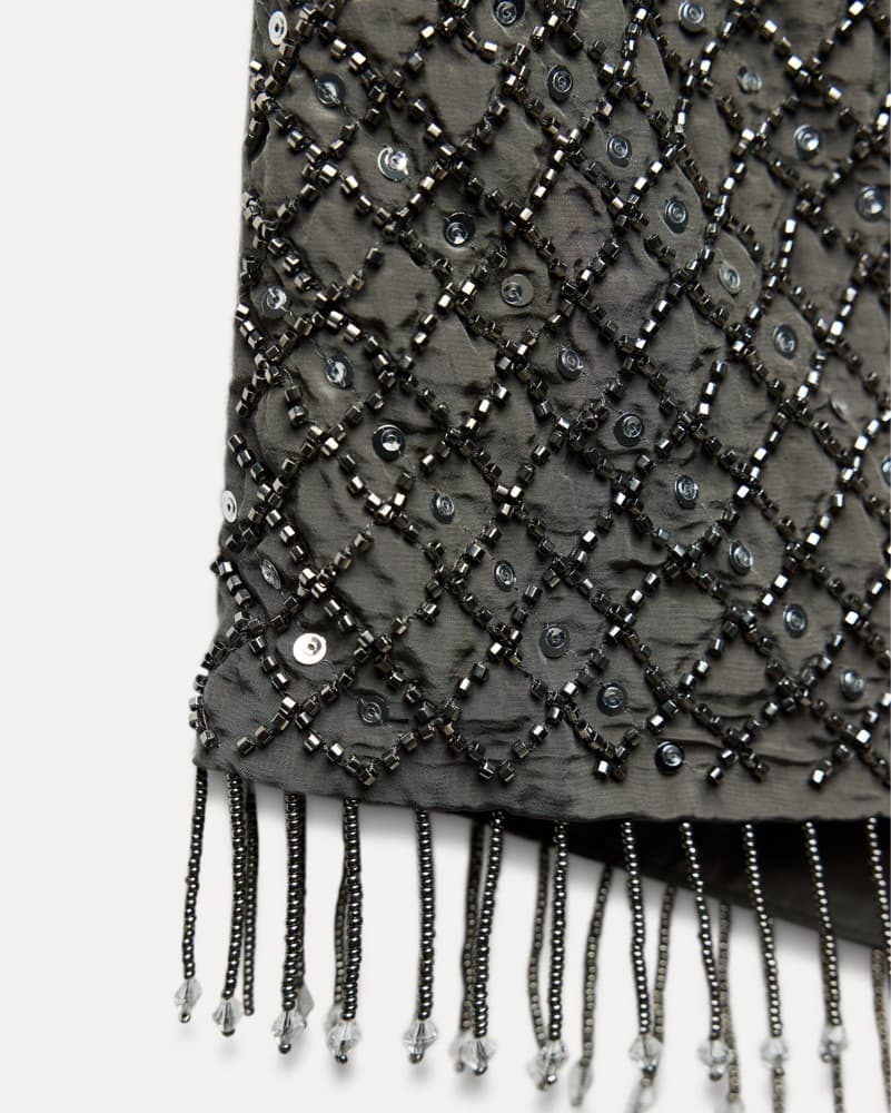Beaded Silver Mini Skirt - Image 2