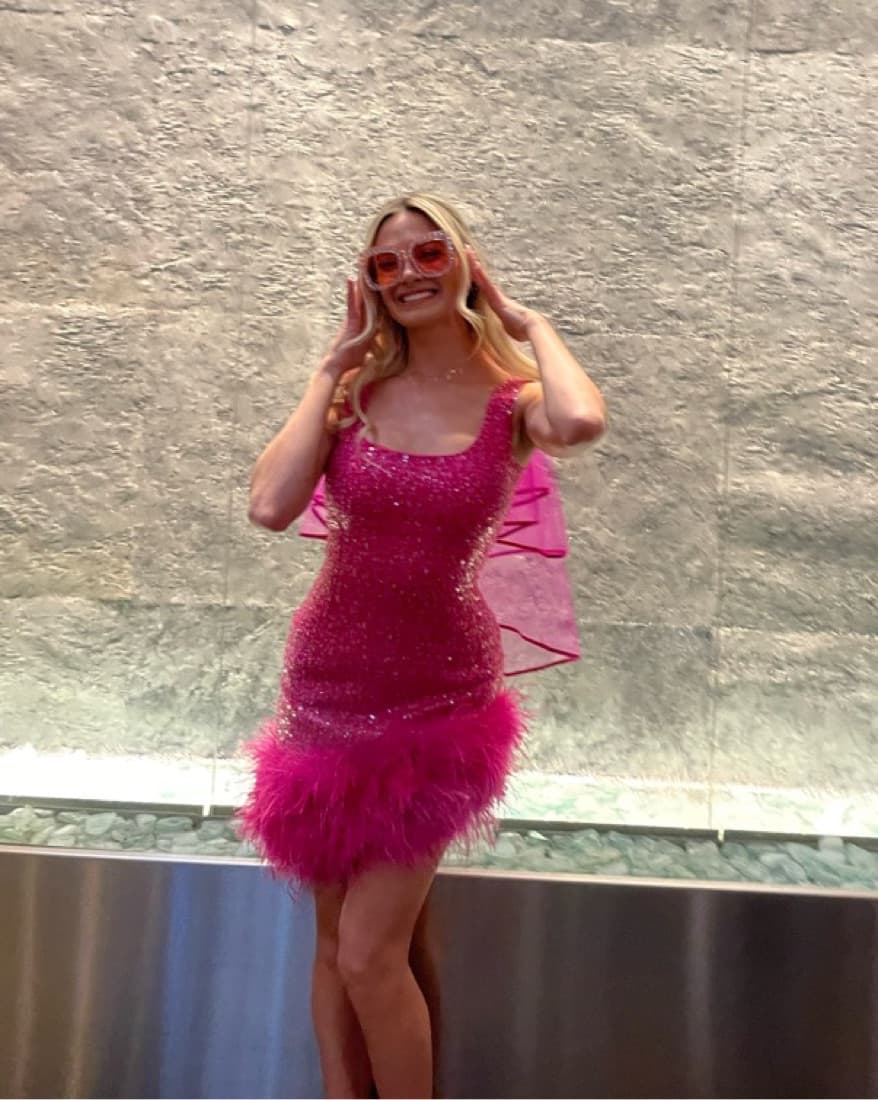 Nadine Merabi Evie Dress In Hot Pink  - Image 1